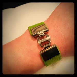 Statement leather bracelet with gold buckle